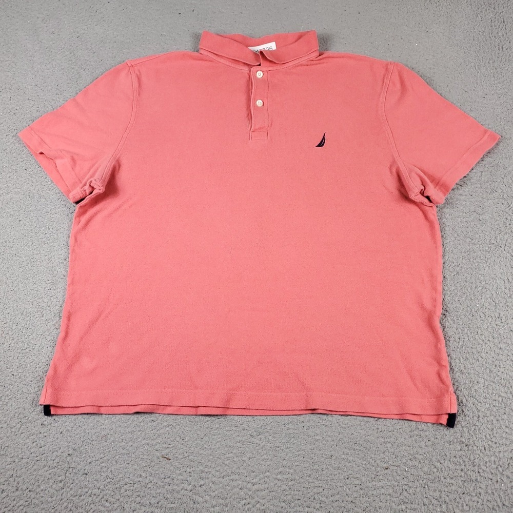 Nautica Polo Shirt Mens XL Pink Short Sleeve Cotton Blend Casual Classic Logo